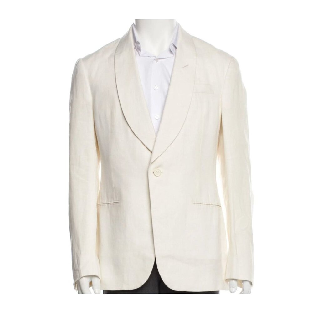 Ralph Lauren Purple Label Dinner Jacket Blazer 38R Kent Shawl Collar Linen cream - Picture 1 of 15